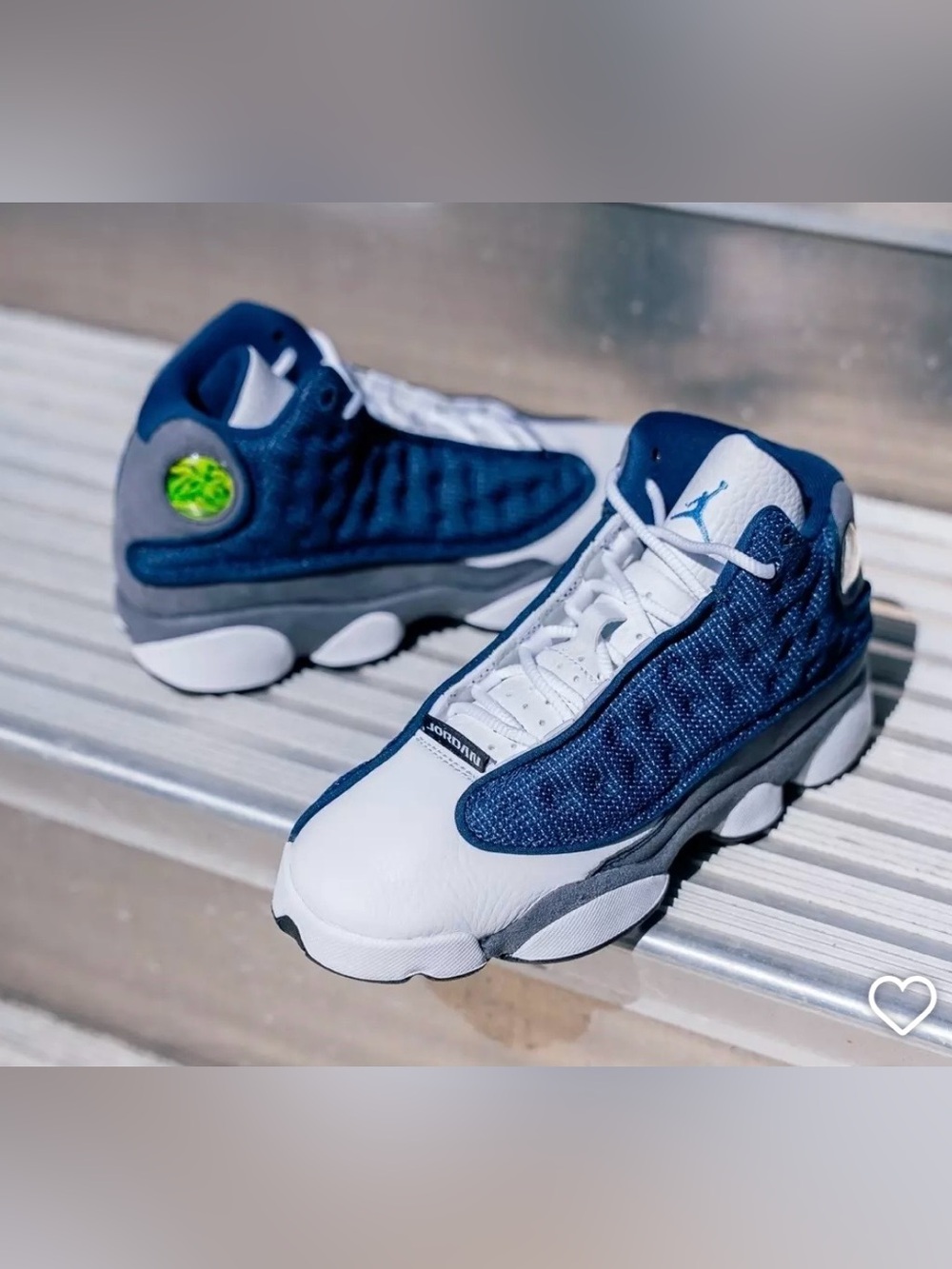 Jordan Men’s Navy Blue and White Basketball Sneakers (Flint 13s)